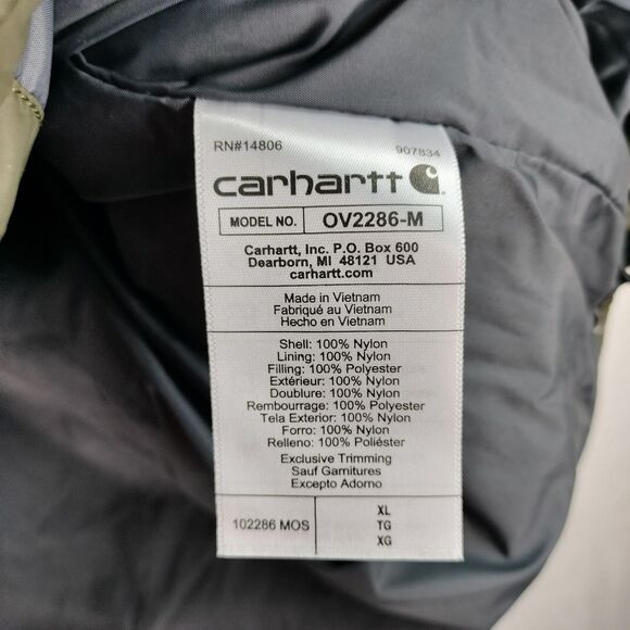 Carhartt Vest Men XL Green Rain Defender Lightweight Insulated Puffer OV2286 NEW - Picture 15 of 15